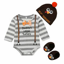 Thanksgiving 3Pcs Outfits Newborn Baby Boy My 1st Turkey Bodysuit Romper+ Hat+Socks Set Clothes  Infant Toddler 0-18Ms Kids 2024 - buy cheap