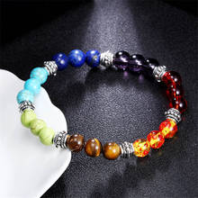 Pulseira de pedra natural com chakra, bracelete feminino masculino yoga buda 2024 - compre barato