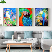 Yumeart Canvas Painting Animal Posters and Prints Abstract Watercolor Parrots Feather Wall Pictures for Living Room Home Decor 2024 - buy cheap