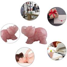 Pink Crystal Elephant Artware Decoration Animal Pocket Stone Statue Figurine Natural Jade Ornament Carved Handicraft Home Decor 2024 - buy cheap