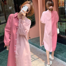 2022 New Spring Autumn Dress Women Clothing Loose Shirt Dresses Single-breasted Casual Hit Color Long-Sleeved Dress aq037 2024 - buy cheap