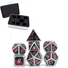 7 PCS Italic Style Metal Dice Metallic DND Game D&D Dice with Free Metal Case 2024 - buy cheap