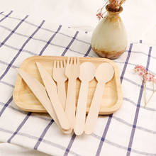 50pcs Wooden Cutlery Disposable Spoons/forks/knives Teaspoons Wood Party Bulk Biodegradable Utensils Ice Cream Dessert Spoons 2024 - buy cheap