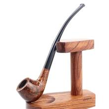 Tubo de madeira briar com filtro de 3mm, tubo de tabaco feito a mão com alça longa, cachimbo de madeira sólida cortado a tabaco, presente, 10 ferramentas 2024 - compre barato
