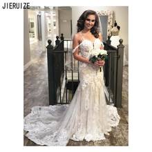 JIERUIZE Chic Sheath Wedding Dresses Spaghetti Straps Zipper Back Lace Appliques Ivory Church Wedding Gowns vestido de noiva 2024 - buy cheap