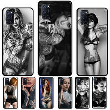 Capa de celular com manga sexy e capa de tatuagem feminina, capinha para oppo reno 2 z 4 pro f5 f7 a52 a72 a1k a5s a15 a83 a91 a31 a53 a5 a9 2020 2024 - compre barato