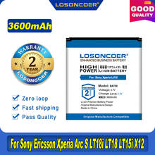 Bateria de telefone celular losoncoer 100% original, 3600mah ba750 para sony ericsson, xperia arc s, lt15i, x12, lt18i, x12 2024 - compre barato