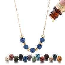 8MM Chromatic Lava Stone Beads Essential Oil Diffuser Gold Chain Colorful Necklace Women Men Jewelry 2024 - buy cheap