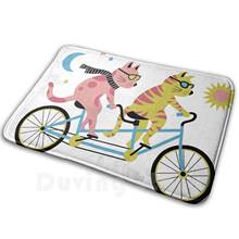 Tandem Bike Cats Mat Rug Carpet Anti-Slip Floor Mats Bedroom Cat Cats Animals Bicycle Bike Tandem Bike Friends Pair Duo Summer 2024 - buy cheap