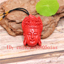 Guanyin Head Pendant Necklace Chinese Natural Red Organic Cinnabar Buddhism Amulet Charm Jewellery Fashion Woman Gifts 2024 - buy cheap