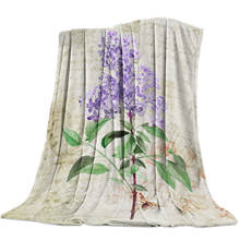 Vintage Plant Lavender Purple Throw Blanket Portable Soft Blanket  for Sofa Microfiber Flannel Blankets for Beds 2024 - buy cheap