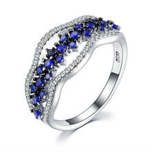 Anel de noivado com zircão azul, anel feminino de aço inoxidável, joia de casamento para presente 2024 - compre barato