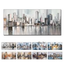 Pintura al óleo de Nueva York de estilo arquitectónico, arte artesanal de pared, decoración del hogar, imagen moderna, pintada a mano, pintura al óleo sobre lienzo, 100% 2024 - compra barato