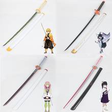 Demon Slayer: Kimetsu No Yaiba, accesorios de Cosplay, espada de madera Tanjirou Kamado, armas, utilería para fiesta de cómic, peluca de Cosplay de Halloween 2024 - compra barato