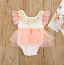 Summer Baby Romper Girls Lace Stitching Round Neck Fly Sleeve Bodysuit Playsuits Baby Girls Clothes 0-24 Months 2024 - buy cheap