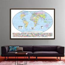 Mapa de proyección de martillo del mundo con banderas nacionales para Cultura y Educación, mapa del mundo no tejido de 150x225cm 2024 - compra barato