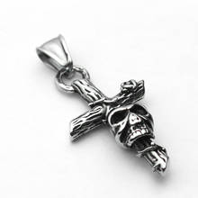 New 2021 Fashion Cross Titanium Steel Skull Pirate Pendant Retro Style Stainless Steel Cross Skull Necklace Punk Party Jewelry 2024 - buy cheap