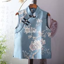Chaleco tradicional chino para mujer, trajes tang con estampado de flores retro, chaleco étnico de satén oriental de china, abrigo de viento nacional, 2021 2024 - compra barato