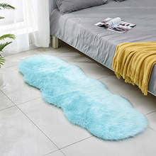Round White Blue Soft Sheepskin Fluffy Bay Window Sofa Moden Area Rugs Faux Fur Plush Wool Carpet for Bedroom Bedside Floor Mat 2024 - buy cheap