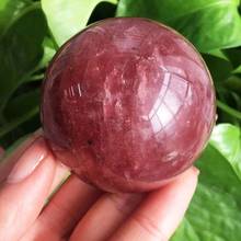 Mokagy natural polido morango quartzo esfera cristal cura bola para feng shui 50mm - 55mm 1pc 2024 - compre barato