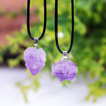 Natural Stone Amethysts Crystal Pendant Necklace Brazil Druzy Irregular Shape Lavender Semi-Precious Chakra Jewelry Necklace 2024 - buy cheap