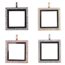 5Pcs Rhinestone Sqaure Glass Locket Photo Living Memory Floating Charm Pendant Locket For Women Jewelry Making 2024 - buy cheap