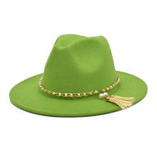 Шляпа фетровая для мужчин и женщин, широкополая шляпа в британском стиле, шляпа для церкви, красная, оливковая 2024 - купить недорого