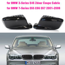 Capa de espelho retrovisor lateral de fibra de carbono brilhante, capa para bmw 3 7 séries e46 e65 e66 e67 745i 750i 760li 730li 2024 - compre barato