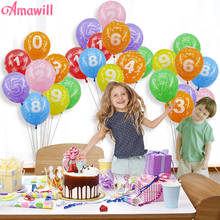 Amawill 10pcs Happy Birthday Balloons Digital Latex Balloon 1 2 3 4 5 6 7 8 9 Years Old 1st 2nd Kid Adults Birthday Party Decor 2024 - buy cheap