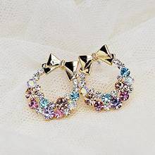 Korean Bowknot Full Crystal Earrings For Women Earing Jewelry Colorful Zircon Earring Vintage Delicate Flower Stud Earrings Gift 2024 - buy cheap