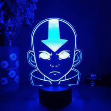 Estatueta cômica aang 3d lâmpada noturna do avatar: o último airbender luz led de decoração de quarto de criança, luz de sensor para quarto de criança 2024 - compre barato
