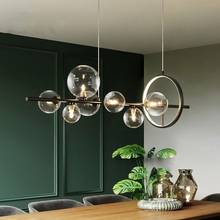 Nordic Glass Ball Led Pendant Light Black Metal Living Room Dining Table Bar Hanging Lamps Household Decorative Indoor Fixtures 2024 - buy cheap
