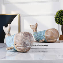 Escultura de ballena de viento de resina Retro, adornos creativos para el hogar, sala de estar, armario de vino, decoración de escritorio, artesanías, regalos de cumpleaños 2024 - compra barato