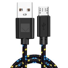 Nylon Braided Micro USB Cable Data Sync USB Charger Cable For Samsung Huawei Xiaomi Android Phone 1M/2M Fast Charging Cables 2024 - buy cheap