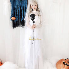 Adult White Devil Cosplay Costume halloween costumes for women Black Ghost Bride Long Dress Halloween Party Peformance Clothes 2024 - buy cheap