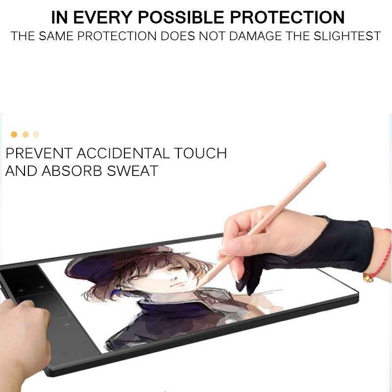 Antisuciedad para iPad Woorea Guante Antitáctil para Artistas de Dos Dedos para Dibujo de Tableta Tablero de Pantalla Guante de Mano Derecha Izquierda
