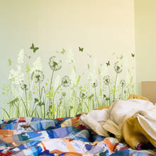 Сезон: весна-лето белый цветок одуванчика DIY Съемный Wall Art Наклейки Спальня Гостиная стены sticke арт плинтус, для стен домашний декор наклейка 2024 - купить недорого