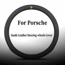 Suede Leather Steering-wheels Covers Car-styling Accessories 38cm for Porsche Cayenne Macan Panamera Taycan 2024 - buy cheap