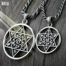 BOCAI New 100% real s925 silver jewelry six-character mantra pendant six-pointed star array amulet for men and women couple p 2024 - buy cheap