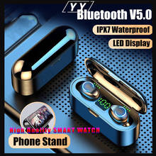 YY Mini TWS Bluetooth V5.0 наушники беспроводные наушники 9D Hifi спортивные водонепроницаемые беспроводные наушники гарнитура наушники 2024 - купить недорого