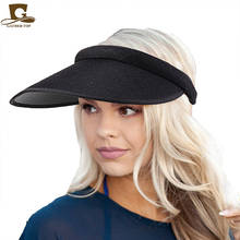 Chapéu feminino de palha vazia, chapéu protetor uv respirável de verão para praia 2024 - compre barato