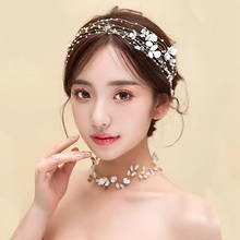 Trendy Bridal Flower Faux Pearl Headband Luxury Wedding Hair Accessories Sweet And Romantic Fairy Headdress For Girls 2024 - buy cheap