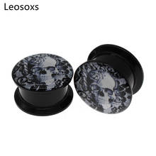 Leosoxs-expansor de oreja de cabeza de cráneo acrílico, tapones para los oídos de 4mm-25mm, joyería exquisita perforada, 2 uds. 2024 - compra barato