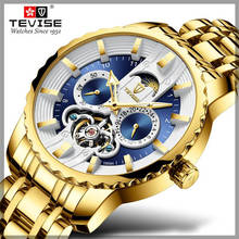 Relógio mecânico tevise masculino, relógio de pulso automático marca de luxo aço inoxidável para homens de negócios 2024 - compre barato