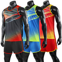 Мужская и женская одежда для бега для мужчин 2 шт. жилет + шорты конкуренции одежда для бега для спортивной площадки; Для беговой дорожки; Спортивная одежда для бега на длинные дистанции, одежда 2024 - купить недорого