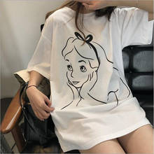 Camiseta estampada de manga corta para mujer, ropa holgada con cuello redondo, para primavera y verano, superventas 2024 - compra barato