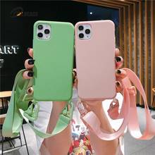 Shoulder strap lanyard Phone Case For iphone 12 mini 12Pro 11 11Pro Max X XR XS Max SE 7 8Plus Candy color soft silicone case 2024 - buy cheap