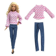 NK 1 Set Fashion Doll Clothes  Pink Long Sleeve Sweater Coat  Handmade Jeands For Barbie Doll Accessories Baby Toys 284A DZ 2024 - buy cheap
