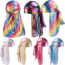 Unisex Men Women Bandanas Silk Laser Bandana Hat Fashion Turban Polyester Durag Rag Tail Headwrap Headwear Gift 2024 - buy cheap