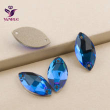 YANRUO 3223 Navette Синий Циркон плоская задняя стразы s Кристалл камни для шитья стразы кристаллы для шитья камни для одежды 2024 - купить недорого